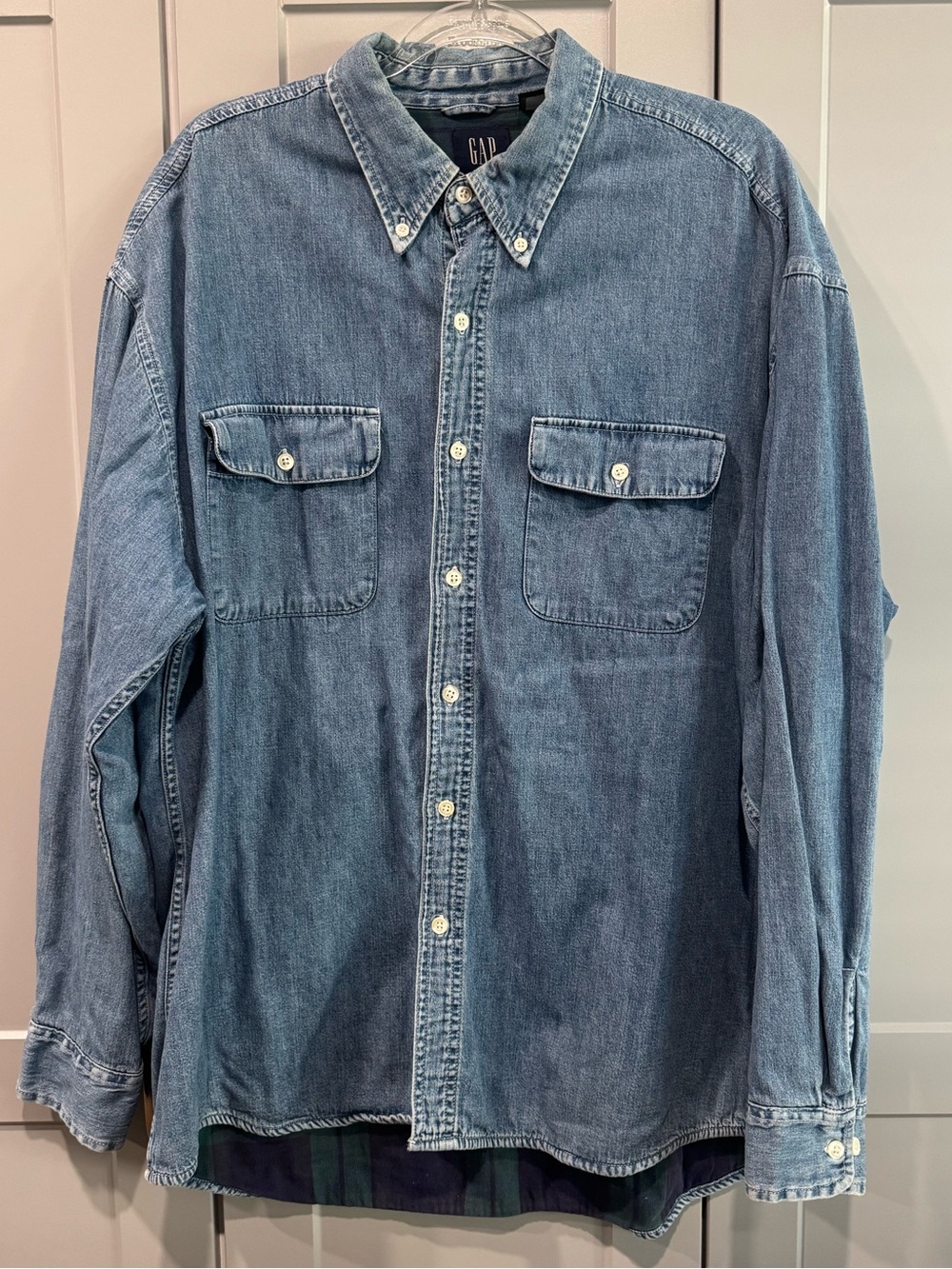 GAP Light Blue Flannel Lined Denim Button-Down Shirt